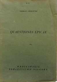Krókowski J. Quaestiones epicae